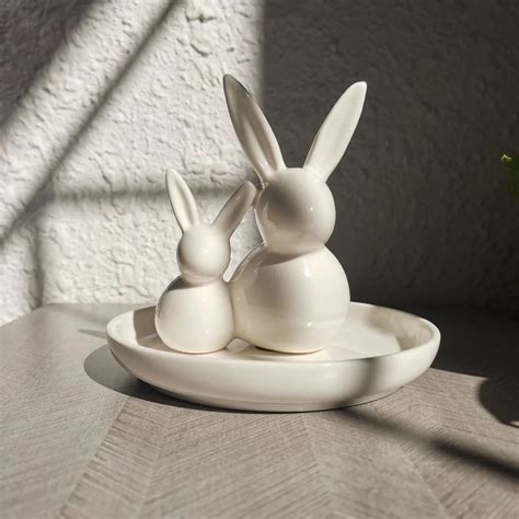 Ceramic Rabbit Plate Dish Porcelain Plates Porcelain Rabbit Storage