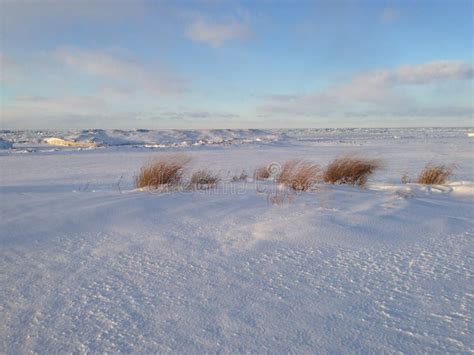 Snow And Ice Dunes On Shore Of Lake Erie At Sunset Presque Isle State