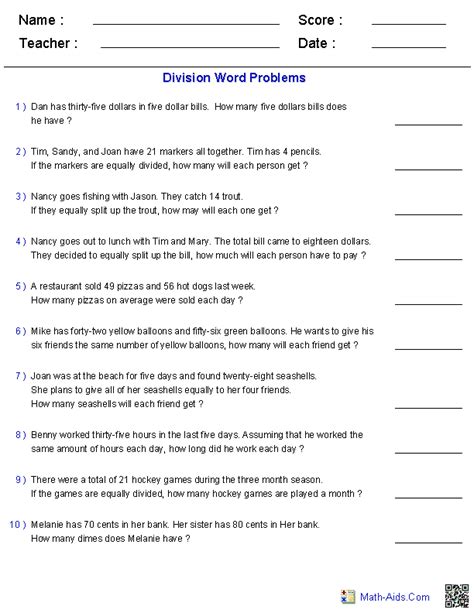 Students learn to solve multiplication and division word problems. Word Problems Worksheets | Dynamically Created Word Problems