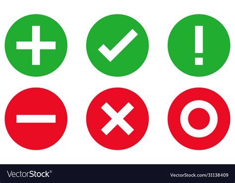Plus Minus Check Mark Icon Sign Royalty Free Vector Image