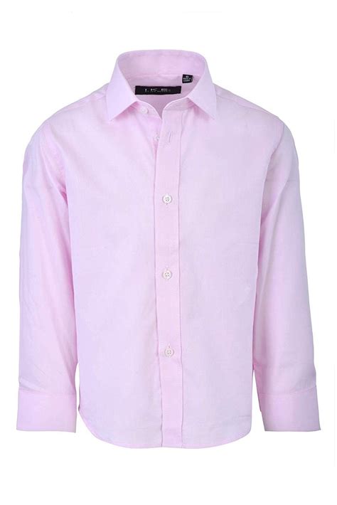 Boys Pink Dress Shirt Button Down Long Sleeve Sizes 4 20 Pink