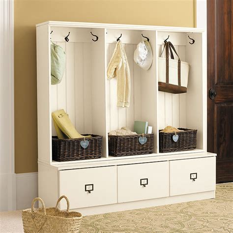Wampat farmhouse sliding barn door accent cabinet buffet entryway bar storage table for living room, bathroom and home kitchen, 30 inch, white. Triple Beadboard Entry Cabinet | Ballard Designs