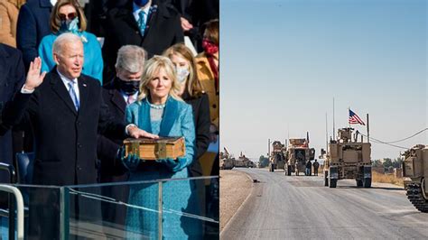 Bajo la dirección del presidente (joe) biden, las fuerzas militares estadounidenses. 'Normalcy' Returns: Biden Sends Large Military Convoy Into ...
