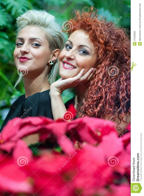 Portrait Of Girls Smiling Stock Image Image Of Gift