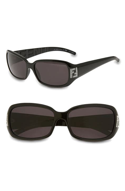 Fendi Crystal Logo Rectangle Sunglasses Nordstrom