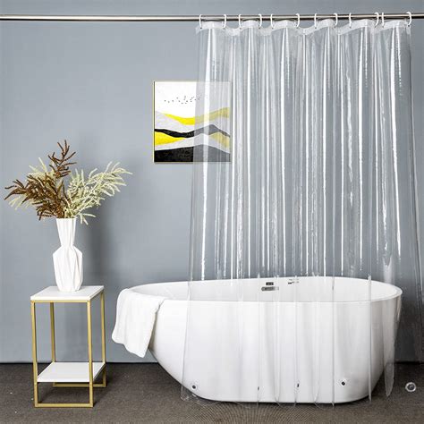 Ufriday Clear Shower Curtain Extra Long Shower Curtain Liner 72x78 Inch Bathroom