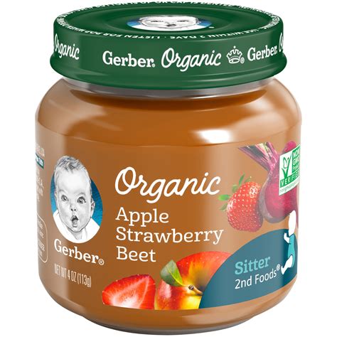 Glass jars can be reused and recycled. Gerber Organic 2nd Foods Apple Strawberry Beet Baby Food ...