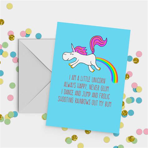 Unicorn Funny Poem Card A5 By Giddy Kipper