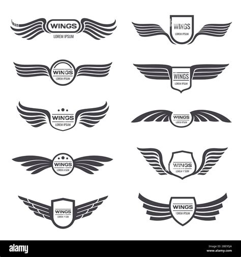 Juego De Logotipos De Vector De Alas De águila Voladora Emblemas Y
