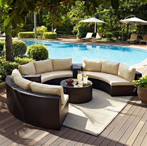 Factory Direct Sale Outdoor Lounge Furniture 6 Piece Wicker Curved Conversation Sofa Set In