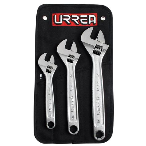 Urrea 8 In 10 In 12 In Rubber Grip Adjustable Chrome Wrench Set