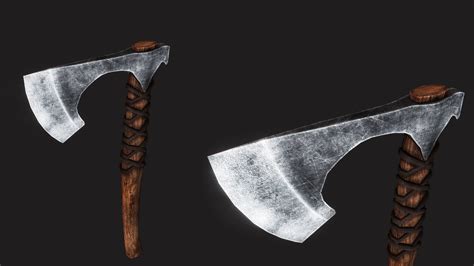 3d Model Viking Battle Axe Vr Ar Low Poly Max Obj 3ds Fbx Dae Mtl