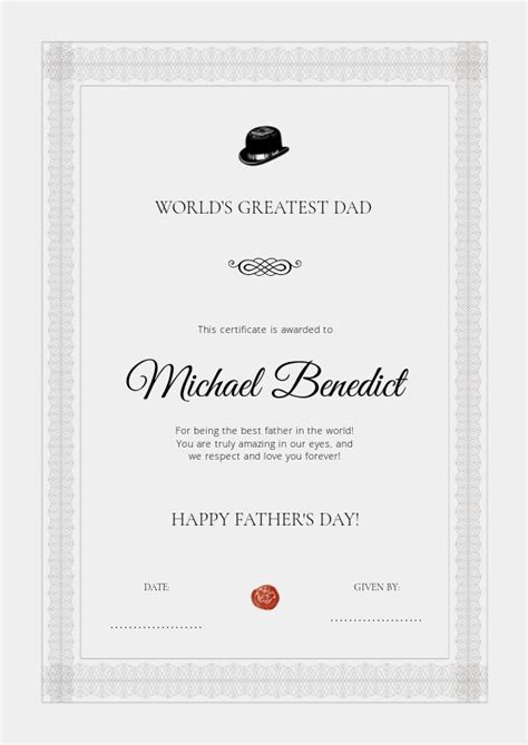 Printable Fathers Day Certificate Template Flipsnack
