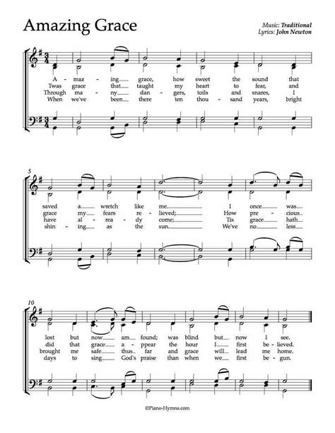 Printable Amazing Grace Sheet Music Free Printable Word Searches