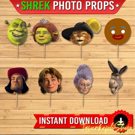 Printable Shrek Photo Props Party Printable Shrek Cake Etsy
