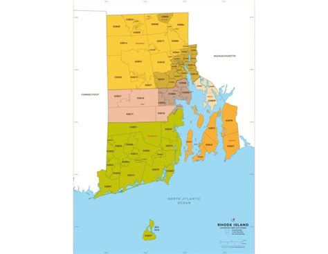 Buy Rhode Island Zip Code Map With Counties Online