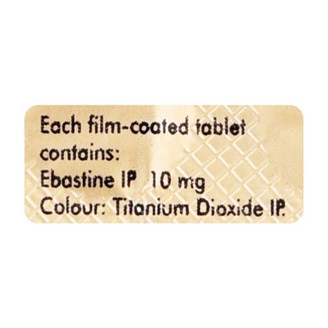 Buy Ebast 10mg Tablet 10s Online At Upto 25 Off Netmeds