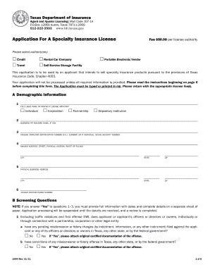 Our comprehensive video lectures, review questions and study guide will help you learn, and retain, the material needed to pass your texas insurance license exam … Fillable Online Application For A Specialty Insurance License - Texas Department ... Fax Email ...