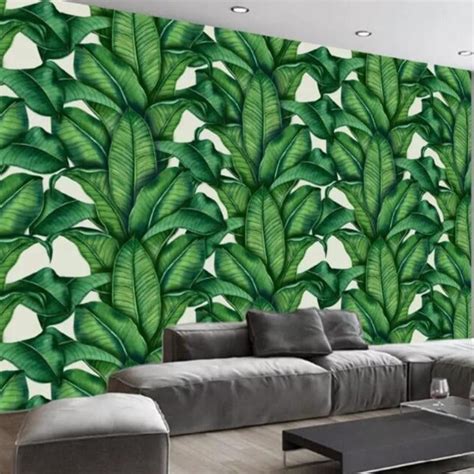 Custom Wallpaper Mural Retro Rainforest Plant Banana Leaves Bvm Home
