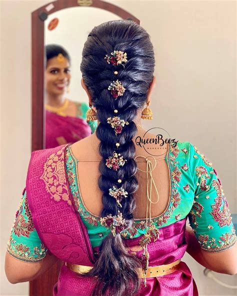 South Indian Wedding Hairstyles For Medium Hair Pelli Poola Jada
