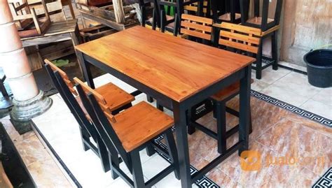 set meja makan panjang  kursi sandaran  kedai cafe warung rumah
