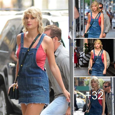 Taylor Swift Steps Out In A Leggy Pinafore Dress In Nyc Sporting Kooky Bedhead Curls