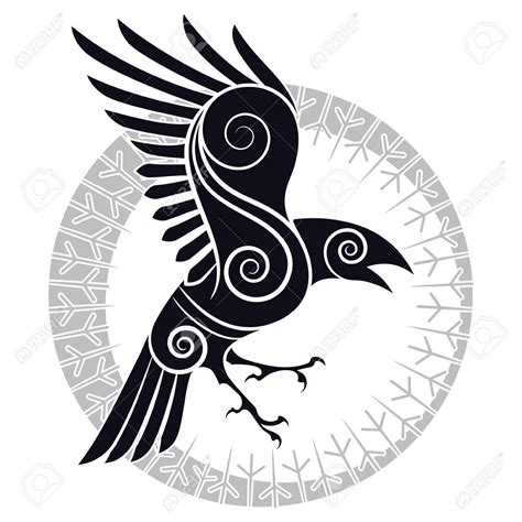The Raven of Odin in a Celtic style and design runic circle Stock ...