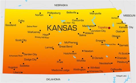 Map Of The State Of Kansas With Cities On It Loree Ranique