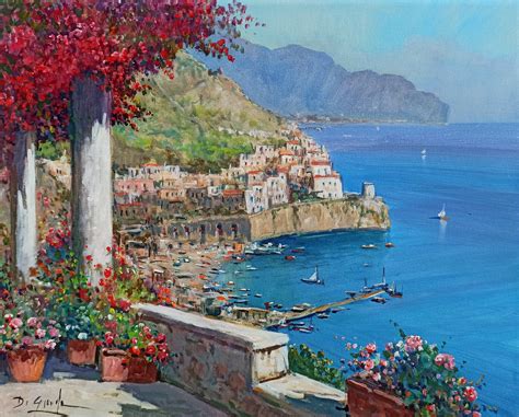 Amalfi Flowers In Seaside Horizontal Version Southern Italy