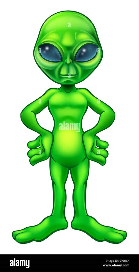 A Little Green Man Alien Cartoon Character Stock Photo Alamy