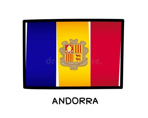 Flag Of Andorra Colorful Andorran Flag Logo Blue Yellow And Red Hand