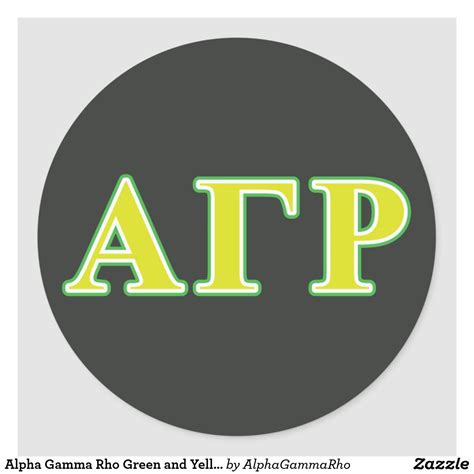 Alpha Gamma Rho Green And Yellow Letters Classic Round Sticker Zazzle