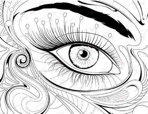Beautiful Woman Eyes Coloring Pages For Adults Sketch Coloring Page