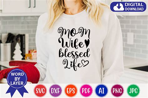 Mom Wife Blessed Life Svg Design Graphic By Premiumsvg Art · Creative