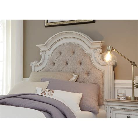 Magnolia Manor Antique White Twin Upholstered Panel Headboard Beige