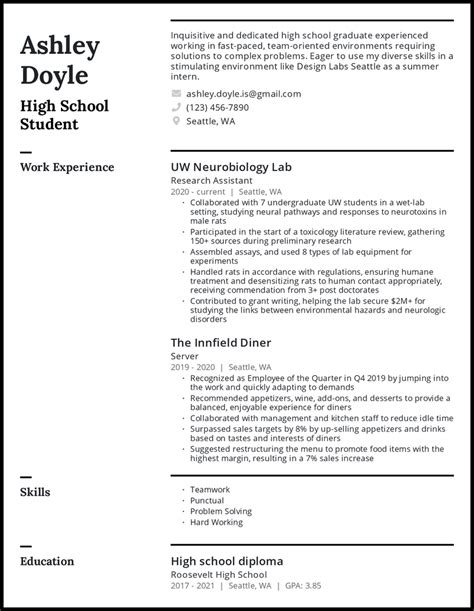 9 High School Student Resume Examples Designed For 2022