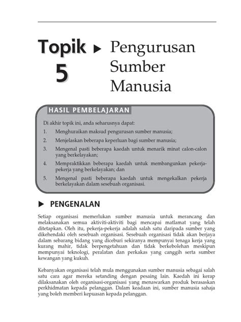 Menyedari sumbangan penting tenaga kerja dlam pencaioan. 20150121070019_Topik 5 Pengurusan Sumber Manusia