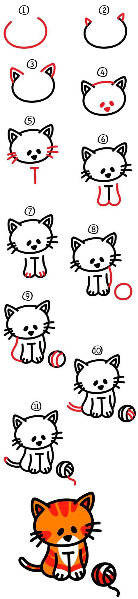Cartoon Cat Drawing Step By Step How To Draw A Cartoon Cat Printable