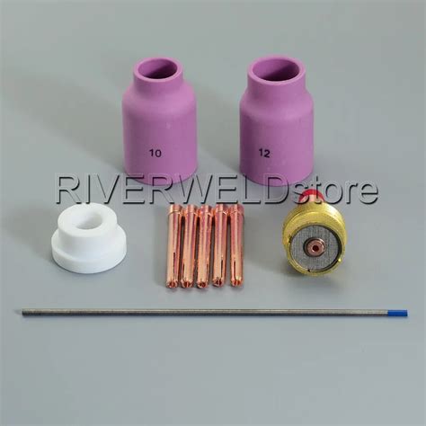 Tig Nozzle Kit Gas Lens Collet 45v64 2 Lanthanated Tungsten For Tig