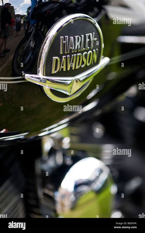 Harley Davidson Motorcycles Badge On A Custom Bike Stock Photo Alamy