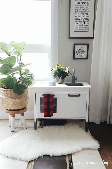What kind of wallpaper does ikea play kitchen have? Simple Ikea Duktig Play Kitchen Hack - The Blush Home - A ...