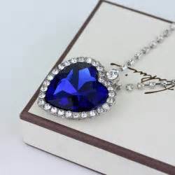 New Crystal Sapphire Pendant Necklace Titanic Heart Of The Ocean