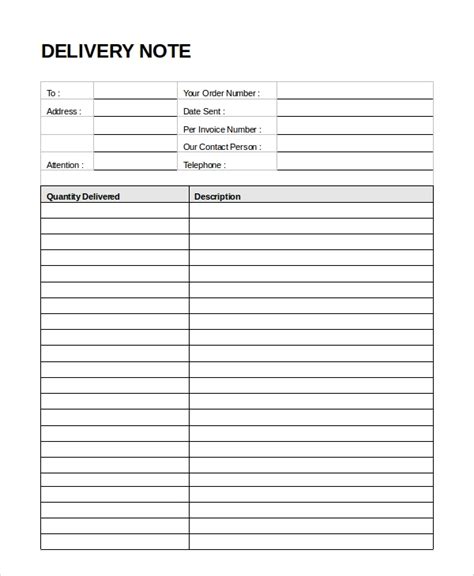 Delivery Slip Template