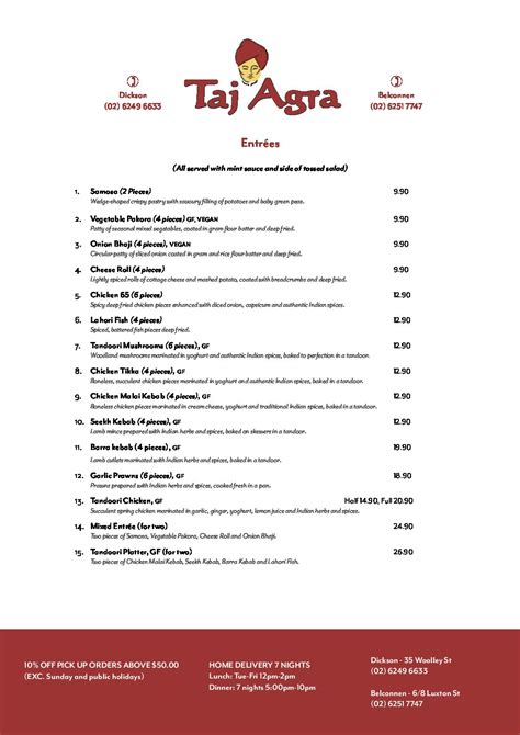View the menu, check prices, find on the map, see photos and ratings. 2020-Taj-Agra-Menu-Takeaway-pdf | Taj Agra