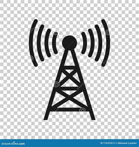 Antenna Tower Icon In Flat Style Broadcasting Vector Illustration On