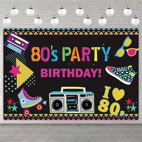 Buy 80’s Party Birthday Banner Backdrop Background Photo Booth Props I Love 80s Throwback Hip
