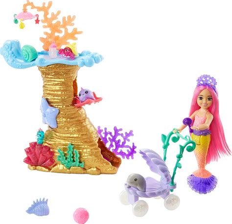 Mermaid Barbie Nurturing Playset Chelsea Mermaid Doll With 4 Pets And