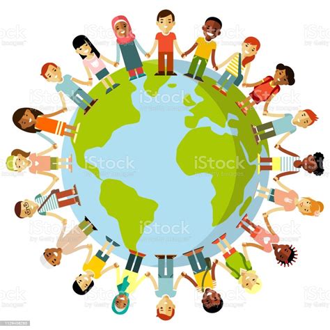Unity Of Kids And Planet Earth Concept Stock Illustration - Download ...
