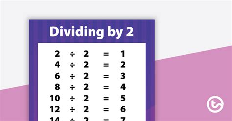 Division Facts Poster Dividing By 2 Teach Starter