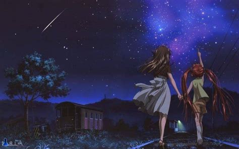 Anime Night Stars Shooting Stars Air Anime Wallpapers Hd
